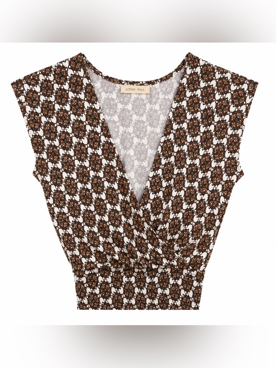 Sophia made in Italy Tops - Sofia Made in Italy Leo Wrap Top OneSize Brown Ivory Abstract Print Surplice NWT